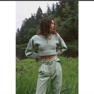 For Love & Lemons Green Dominique Sweater 1X